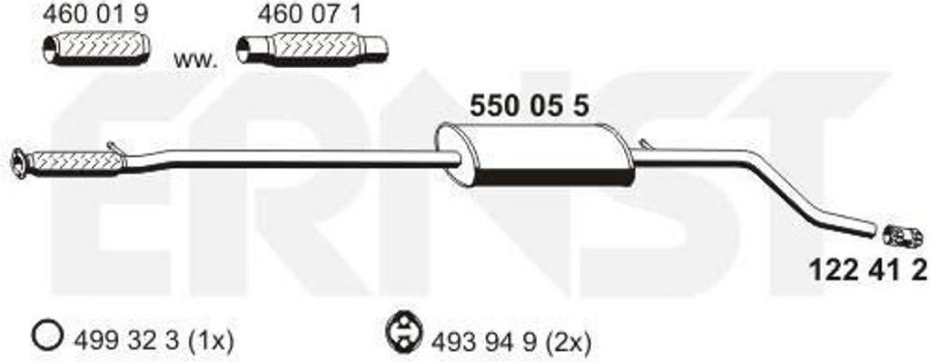 ERNST 550055 Mittelschalldämpfer Schalldämpfer für FIAT PUNTO (188)