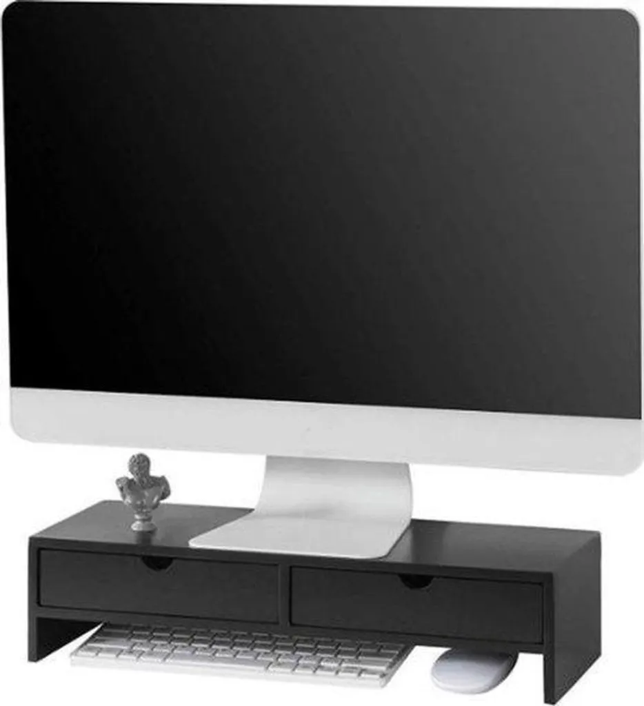 Support écran ergonomique en bambou pour télétravail et recharge