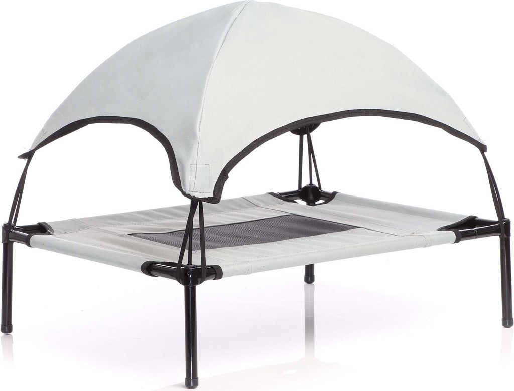 Wiltec Hundebett mit Dach Grau 76 x 60 x 16 cm Größe M bis 25 kg Outdoor Katzenliege Haustier Schlafplatz Sonnendach