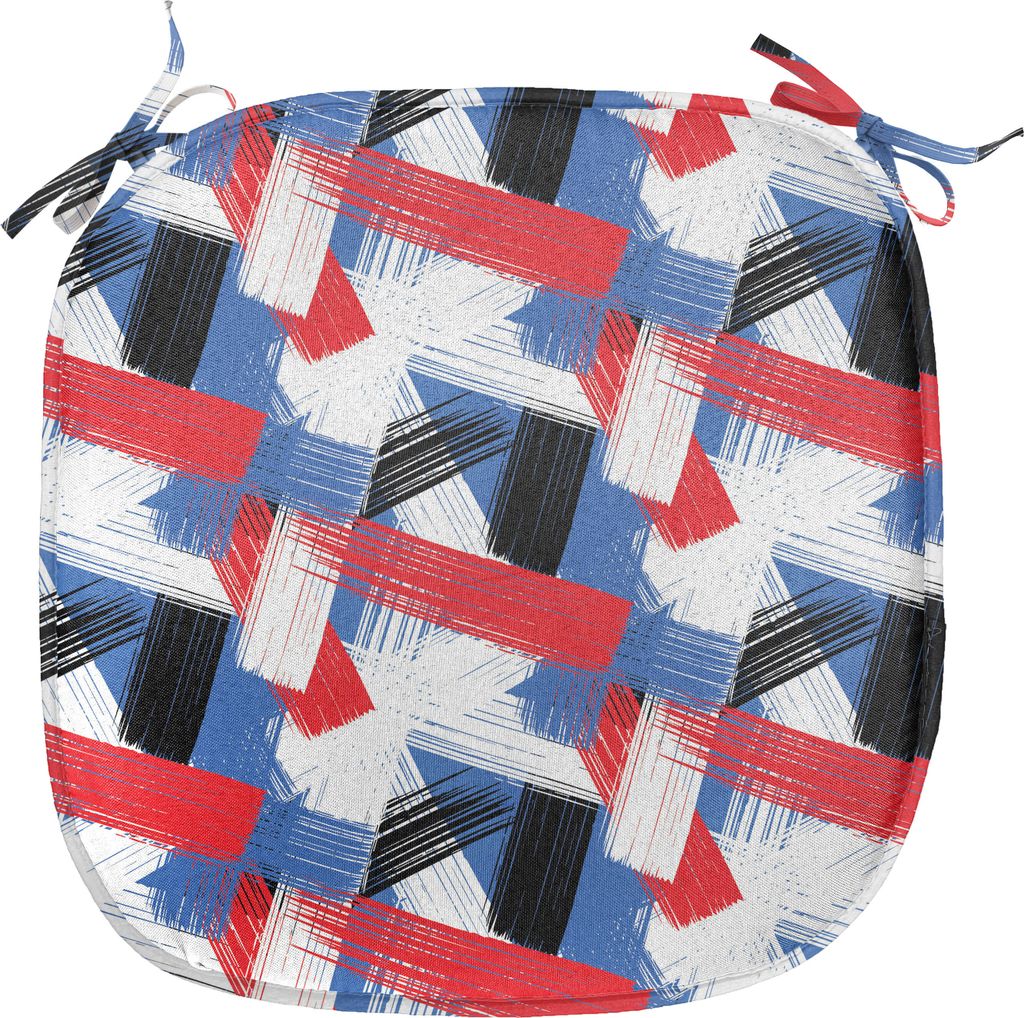 ABAKUHAUS Abstrakt Polster für Esszimmerstühle, Geometrisches Grunge-Motiv, Dekoratives wasserfestes Kissen mit Riemen für Küchensitze, 40 cm x...