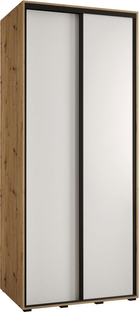 MEBLE KRYSPOL Davos 1 Schrank, zwei Türen - 235,2x120x45 cm - Artisan Weiß Schwarz