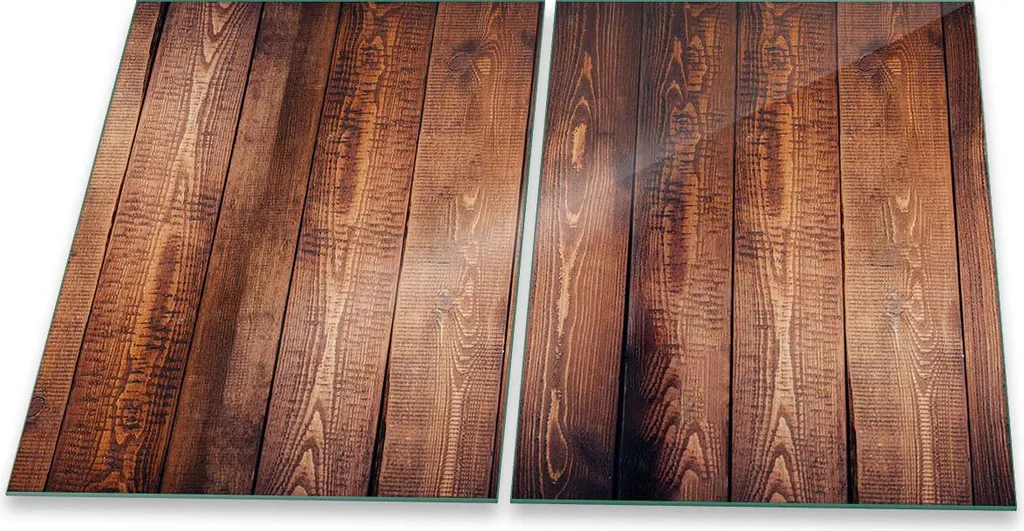 Set 2 Coprifornelli Vetro 40x52 Legno Marrone | Protezione Top