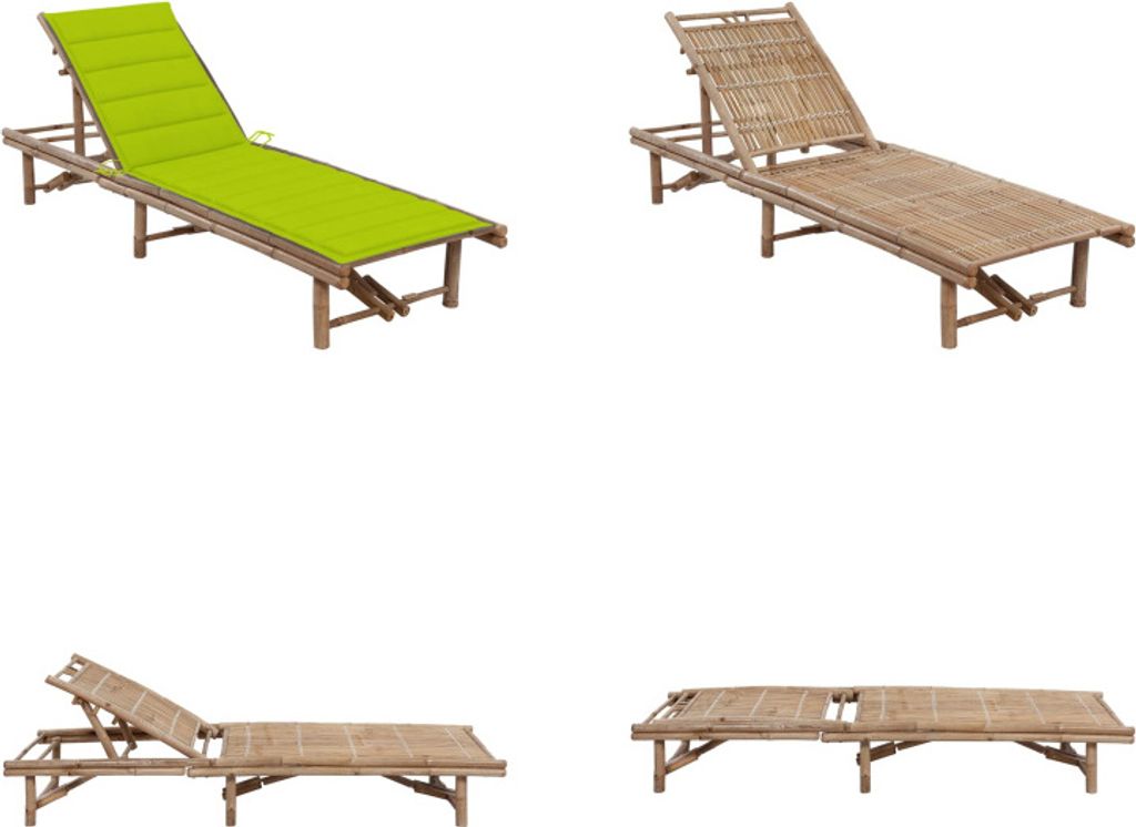 vidaXL Garten Sonnenliege mit Auflage Bambus - Sonnenliege - Sonnenliegen - Sonnenliege Mit Auflage - Sonnenliegen Mit Auflagen