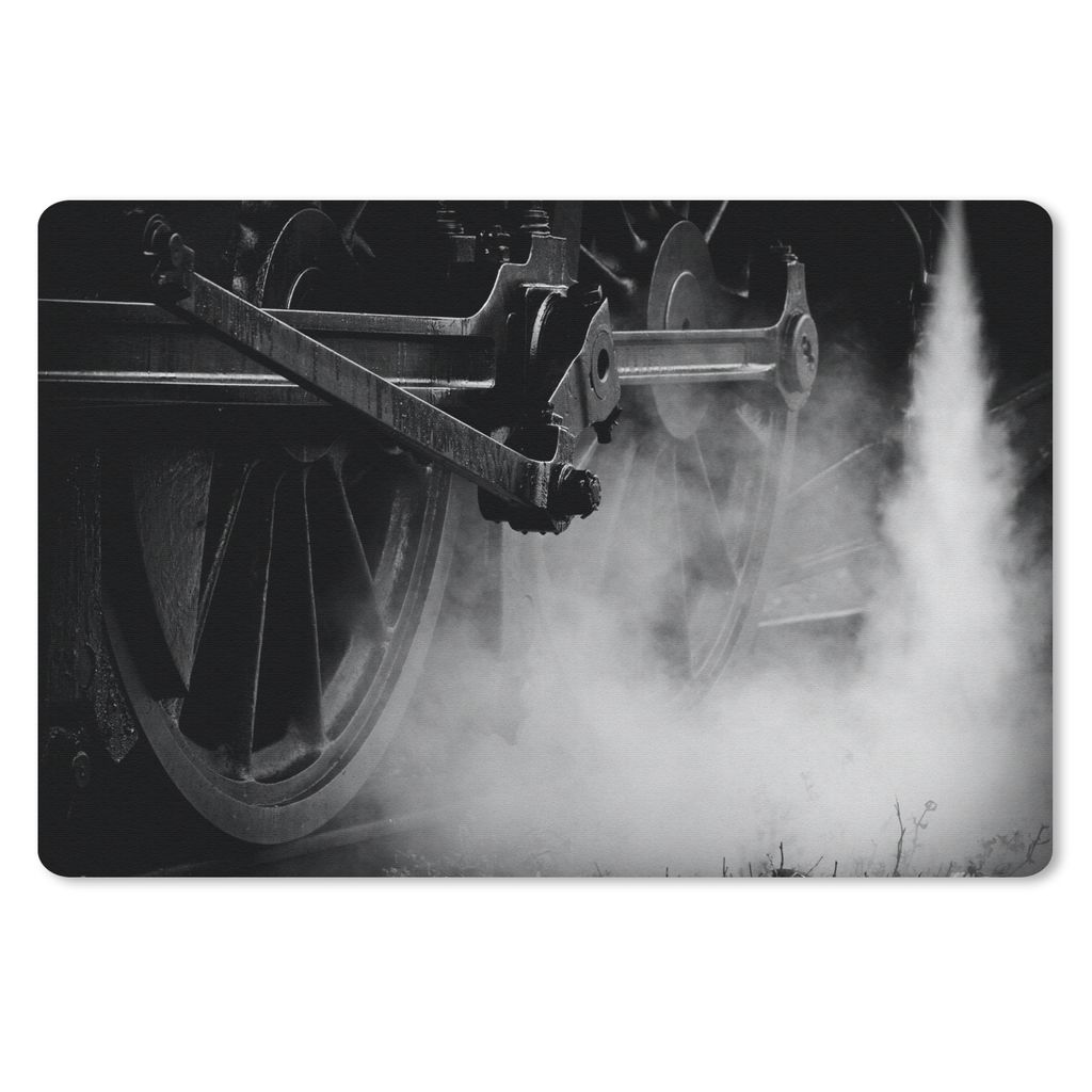 MuchoWow Mauspad Mousepad Schwarz-Weiß-Fotografie eines Dampfzuges 27x18 cm - Mousepads - Maus Mat - Pad - Mausunterlage - Büroartikel - Desk M...
