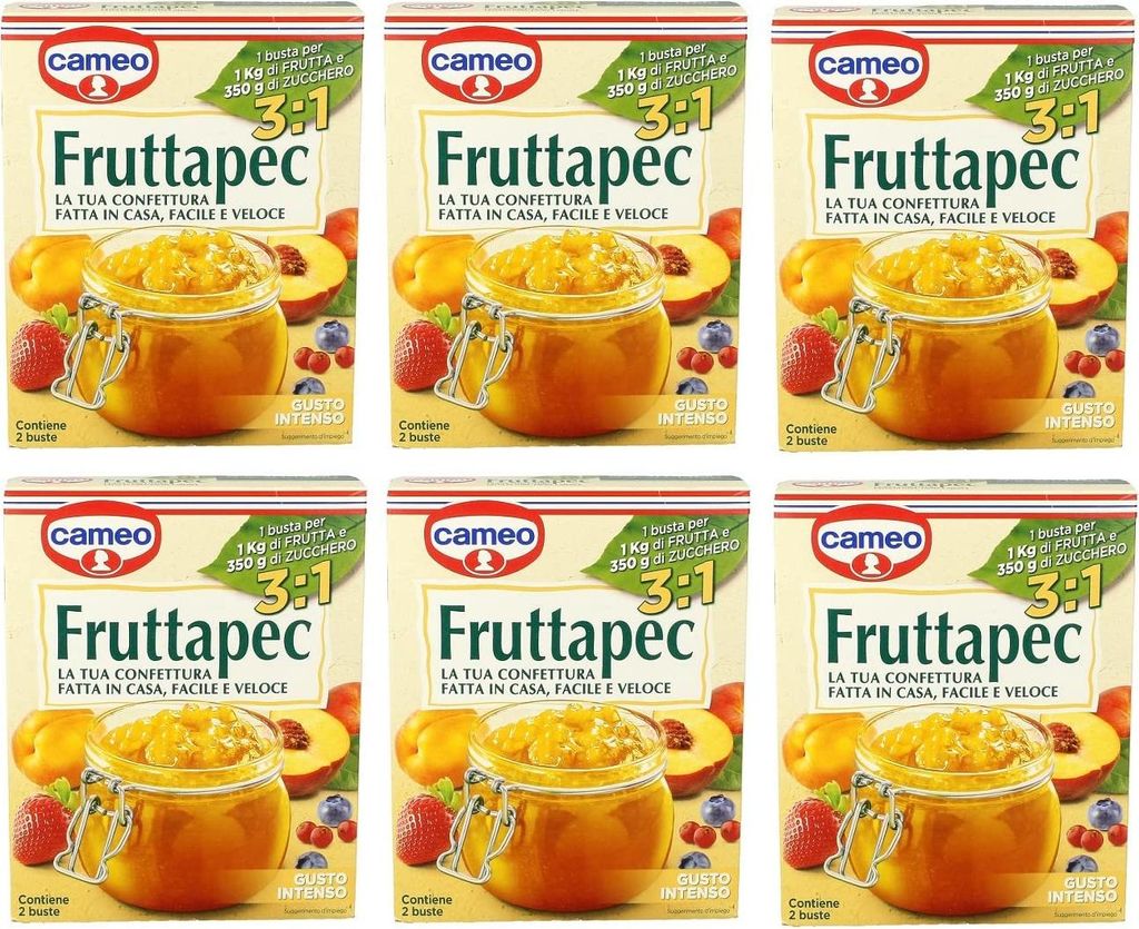 6x Cameo Fruttapec Gusto Intenso Zubereitet für Hausgemachte Marmelade 50g (Enthält 2 Beutel à 25g)