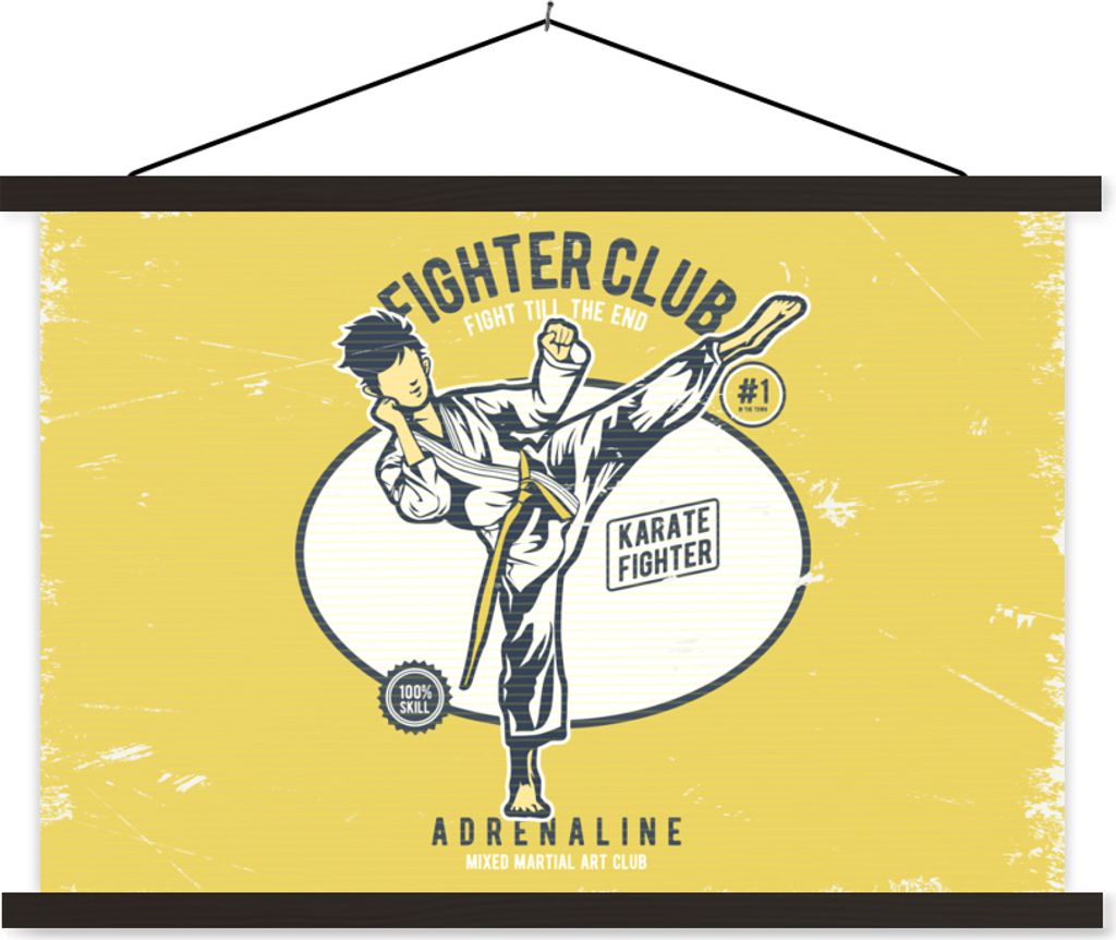 MuchoWow Textilposter Karate - Jahrgang - Zitat 150x100 cm mit schwarzem Rahmen - Schlafzimmer