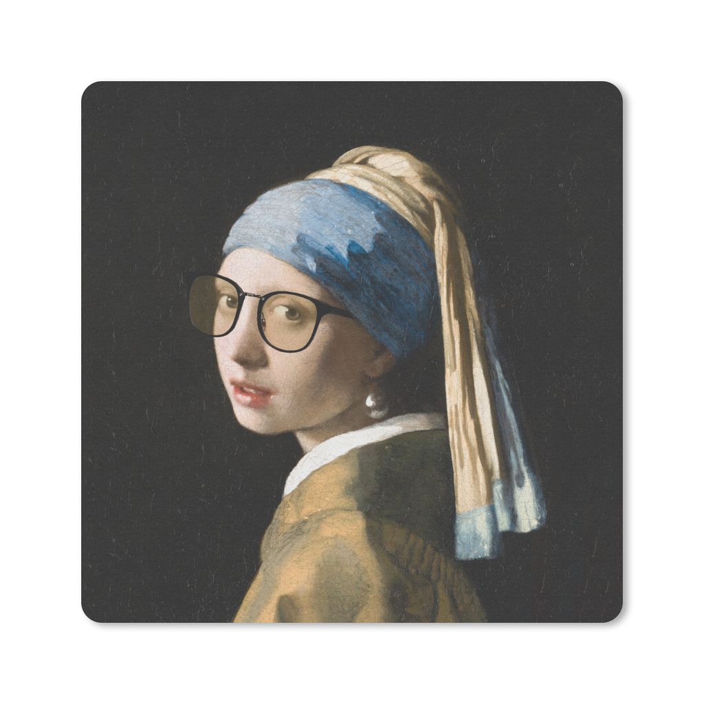 MuchoWow Mauspad Mousepad Das Mädchen mit dem Perlenohrring - Vermeer - Brillen 20x20 cm - Mousepads - Maus Mat - Pad - Mausunterlage - Desk Mat...