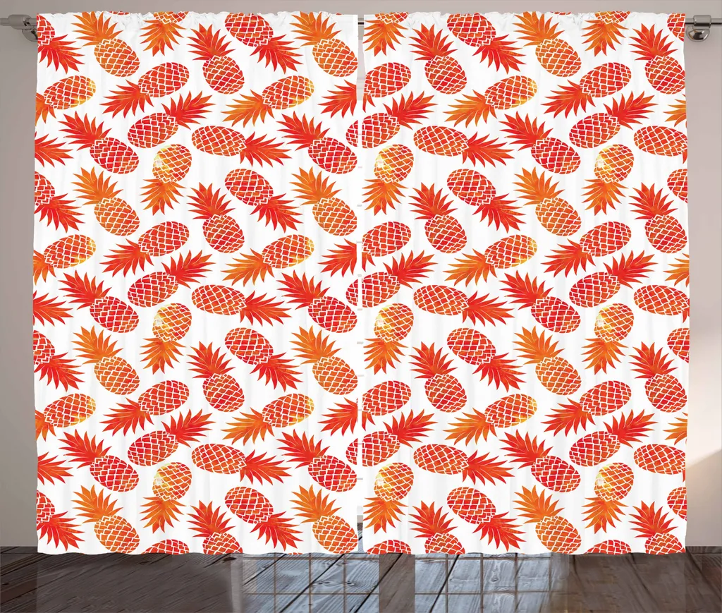 Rideaux Universels pour Salon Vintage Orange et Blanc - Set 280 x 225 cm