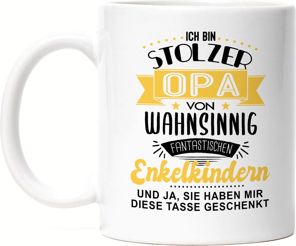 Stolzer Opa Von Wahnsinnig Tollen Enkelkindern Tasse Bester Opa Der Welt Geschenkidee Humorvoll Lustig