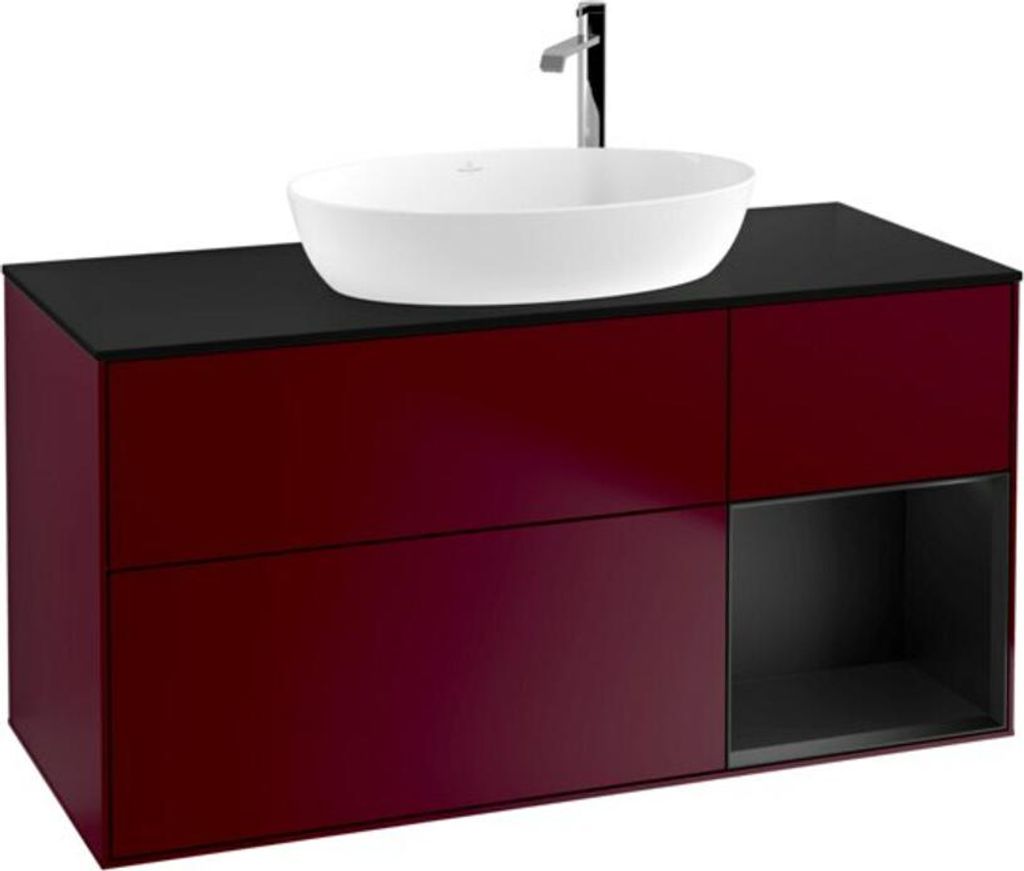 V&B Waschtischunterschrank Wandbeleuchtung Finion 120cm, Pl bla m, Reg bla m Lac, Peo m