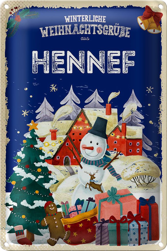 Blechschild Weihnachtsgrüße aus HENNEF 18x12cm