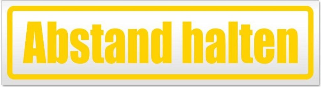 Kiwistar - Autoaufkleber - Gelb - 30 x 8 cm - Abstand halten - Hinweis Aufkleber Sticker für Auto, Kfz, Fahrrad, PKW, LKW