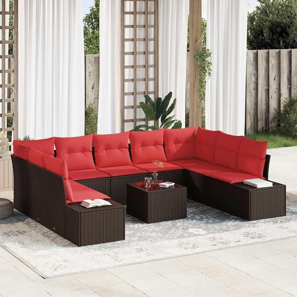Maison Exclusive - Gartensofa-set mit Kissen 10 pcs Braun Poly-Rattan