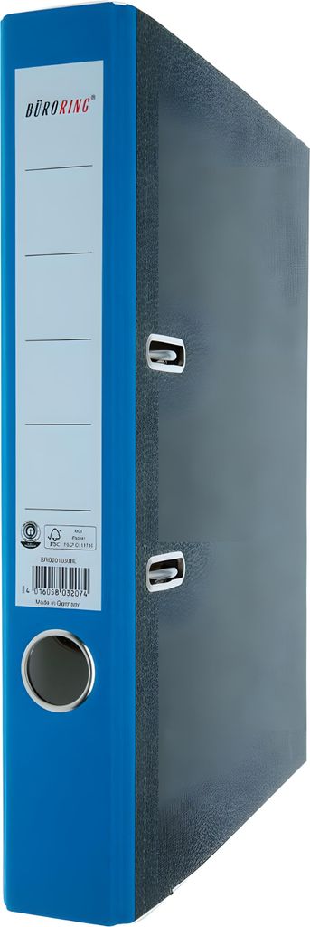 Büroring Ordner, DIN A4, Wolkenmarmor, 50 mm, schmal, geklebtes Rückenschild, blau