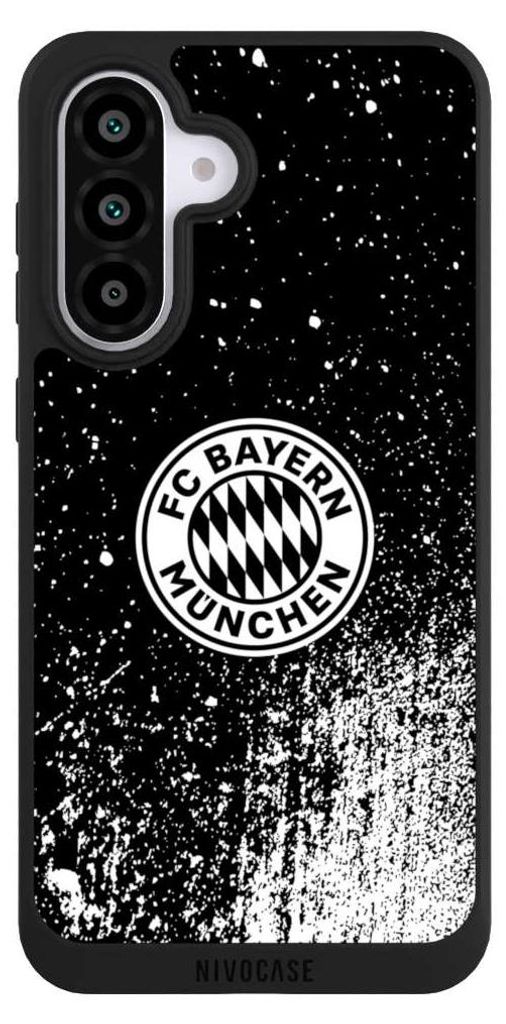 NIVOCASE Handyhülle für Samsung Galaxy A56 5G Hülle NIVOpure Case Schwarz FC Bayern München FCB Offizielles Lizenzprodukt