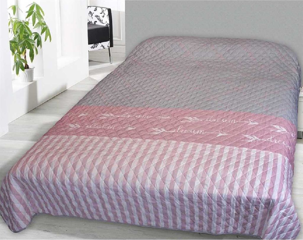 Tagesdecke XXL (220x240 cm) mit wattierter Zwischenlage, Wendedecke im Design: Dream