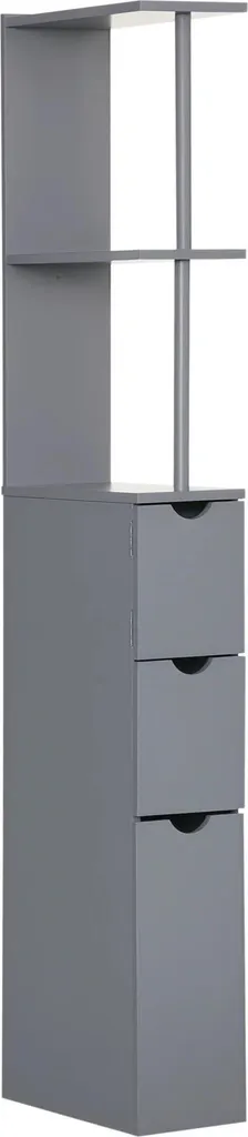 Armoire colonne de salle de bain grise 15x33x136,5 cm - Meuble de rangement