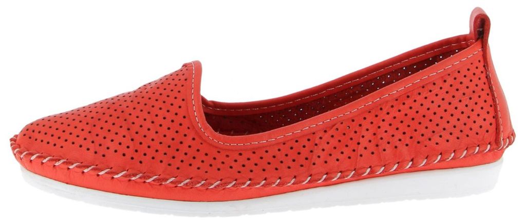 Andrea Conti Damen Slipper aus Leder mit feinem Lochmuster 0021534, Größe:40 EU, Farbe:Rot