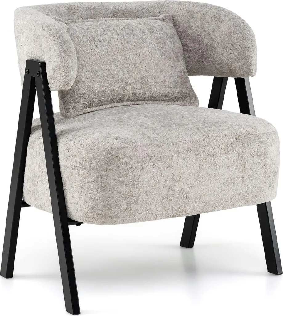 Fauteuil de repos gris ergonomique contre le mal de dos en fourrure