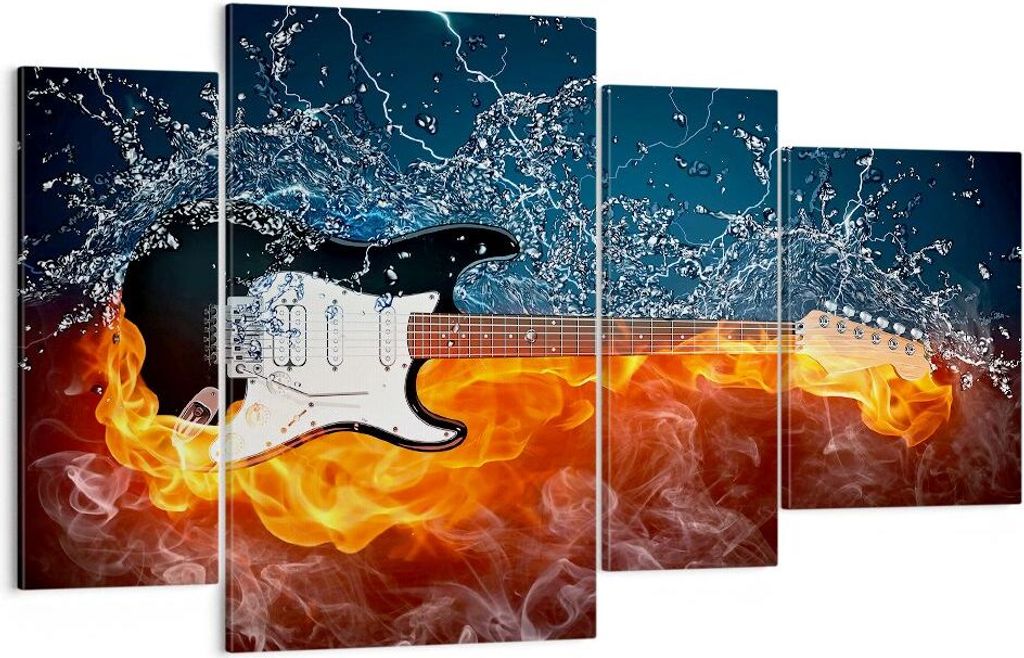 Bild auf Leinwand - Leinwandbild - Gitarre Instrument Musik - 120x70cm - Wand Bild - Wanddeko - Leinwanddruck - Bilder - Kunstdruck - Wanddekoratio...