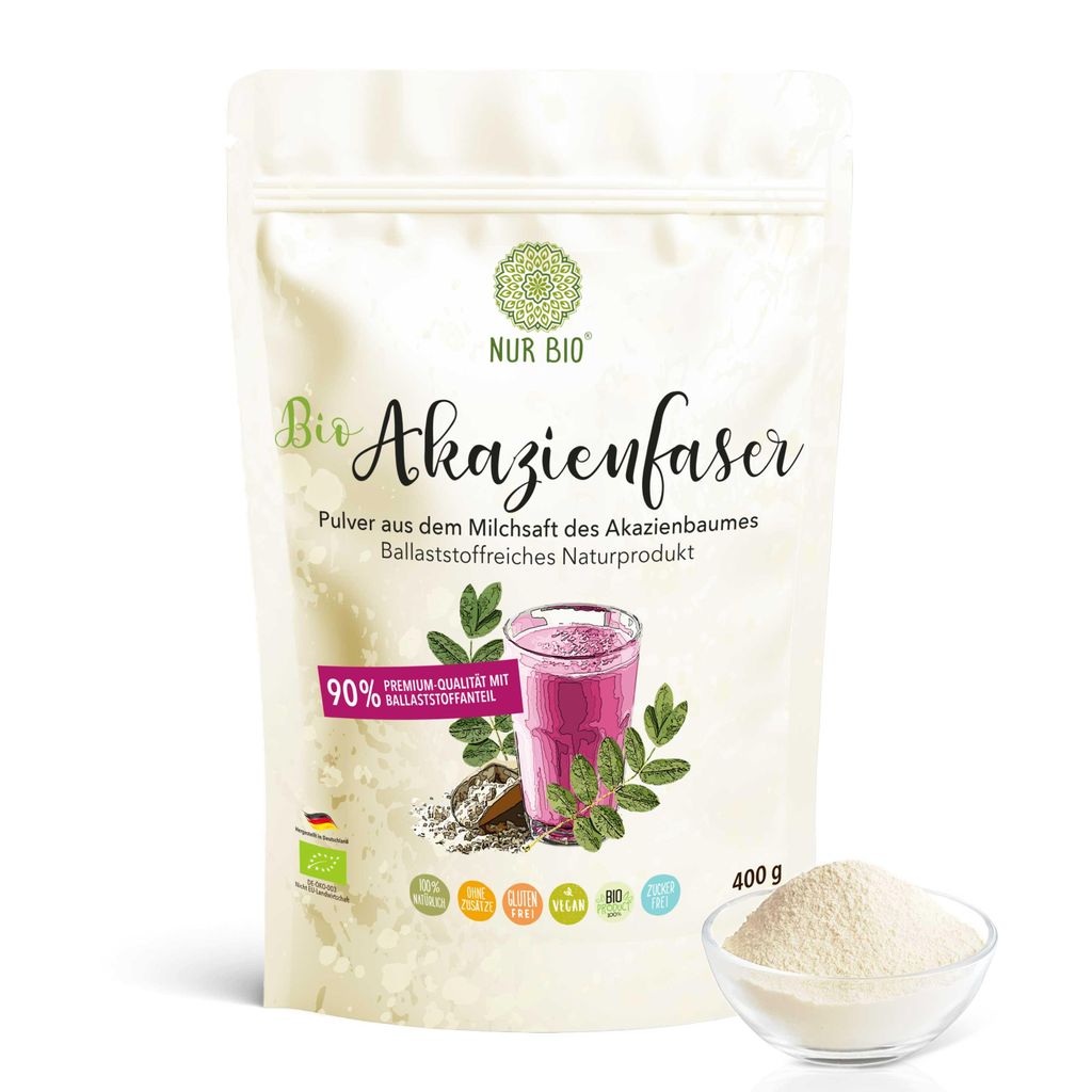 NUR BIO® Akazienfaser Pulver 400 g Bio Gummi Arabicum pur Produktbild 