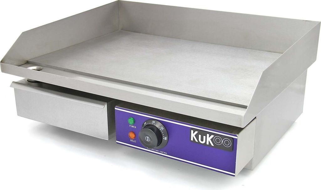KuKoo Elektrische Gastro Griddle Griddleplatte Grillplatte Elektrogrill Grill Bräter Bratpfanne Gusseisen Bratfläche 50cm