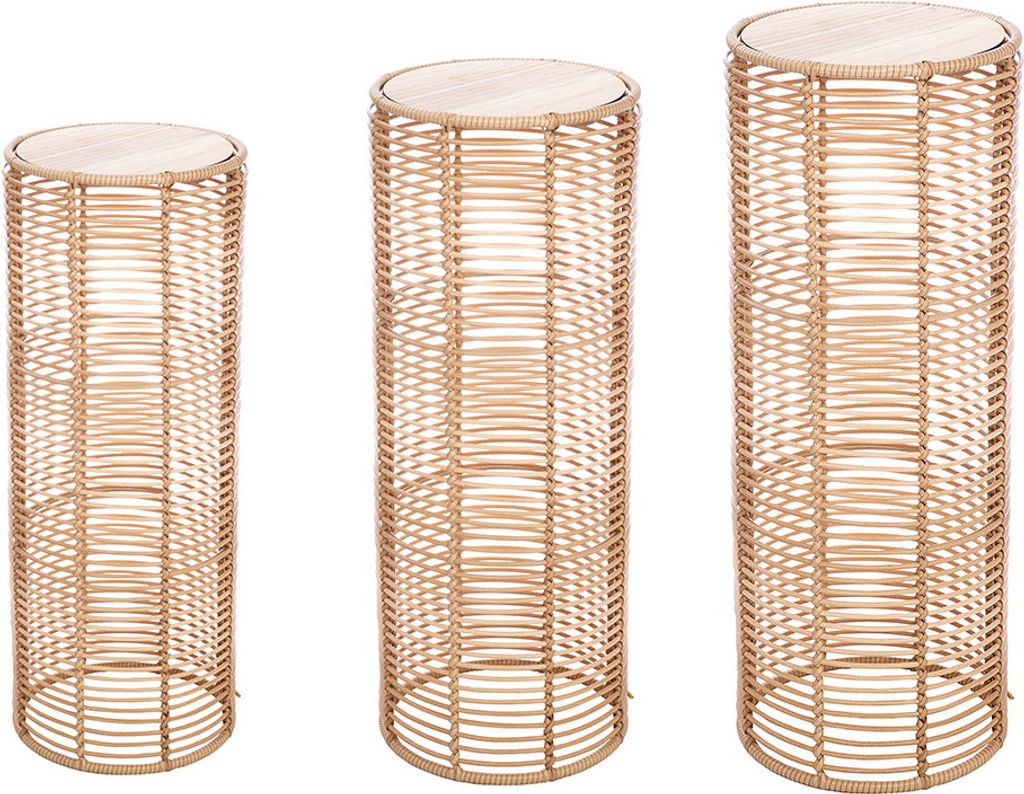 Gilde 3er Set, Säule, zylindrisch, "Rotin", Polyrattan, Produktbild 