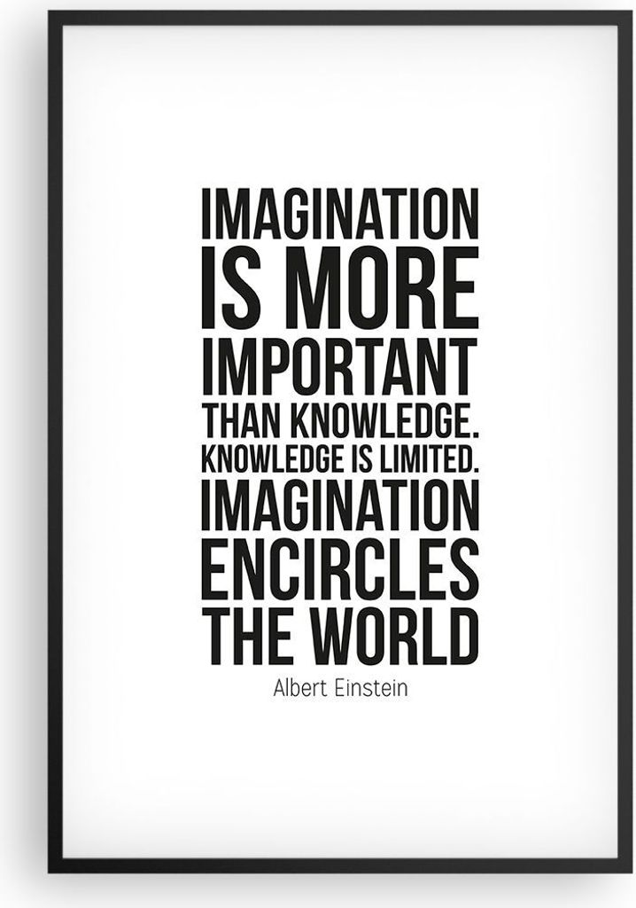 Gerahmtes Poster - Schwarzer Rahmen - Einstein Maxim Imagination - 61x91,5 cm - Wand Bild - Wanddeko - Wandbilder - Wandposter - Bilderrahmen - Bil...
