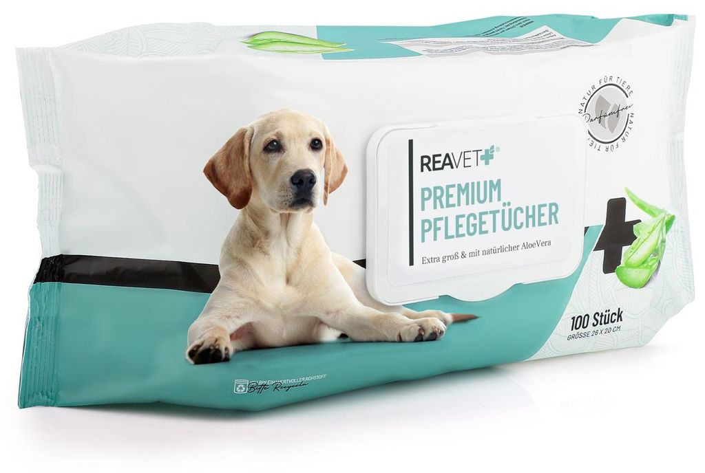 REAVET Pflegetücher Hund, 100 Stück, XXL Feuchttücher Hund, Produktbild 