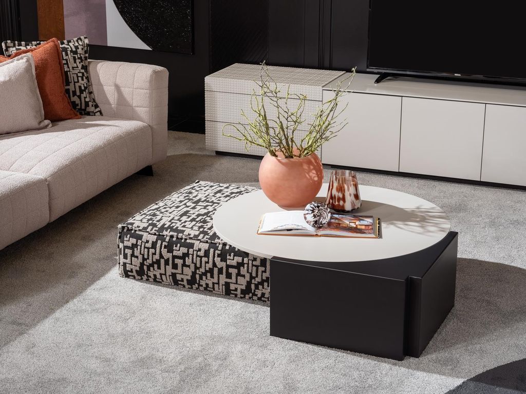 Luxus Beige Couchtisch modern möbel für Wohnzimmer Design Rund form Holz