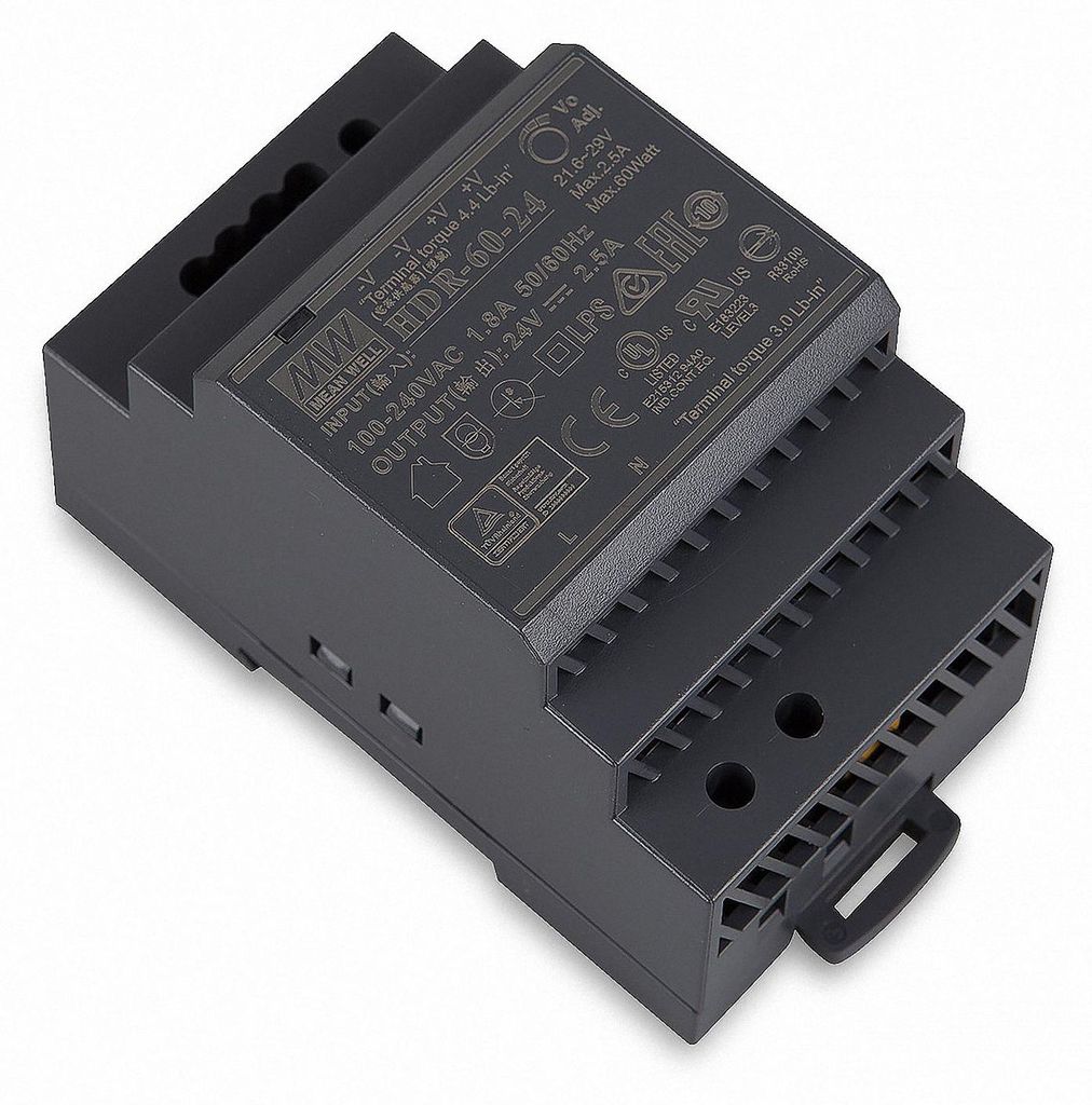 Hutschienen-Netzteil (DIN-Rail) Mean Well HDR-60-24 24V/DC Produktbild 