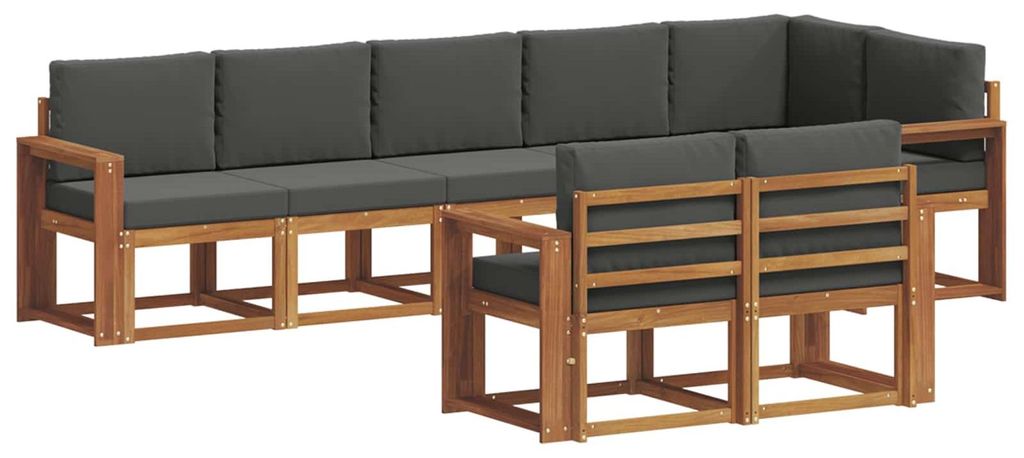 vidaXL Outdoor-Sofagarnitur mit Kissen 8 pcs Natur und Anthrazit