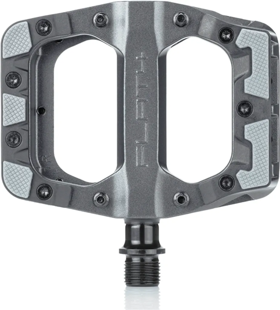 Pédale plate vélo DMR Flat4 grise avec grip optimisé et corps robuste