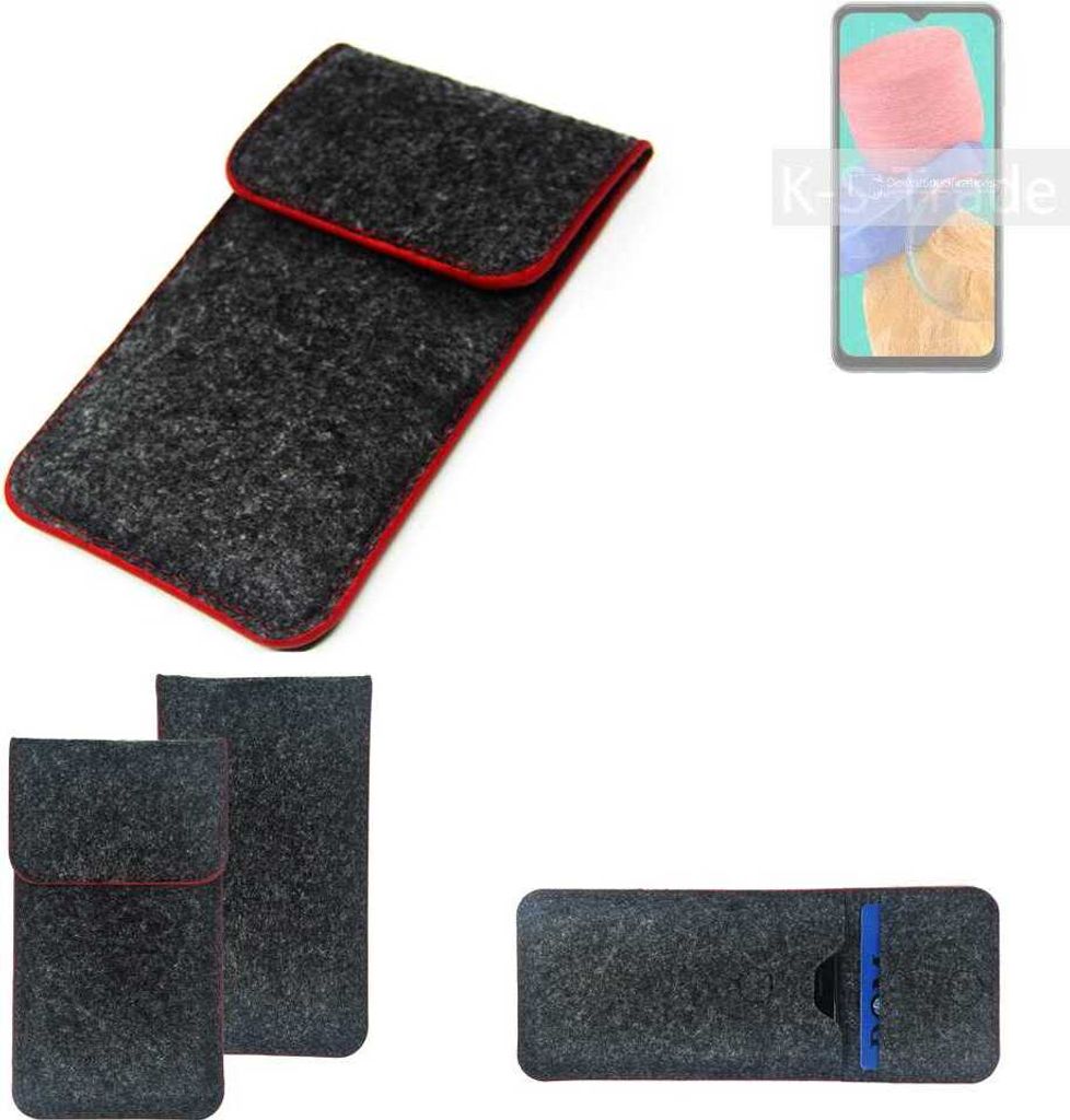 K-S-Trade Handy Schutz Hülle kompatibel mit Samsung Galaxy M33 5G Schutzhülle Handyhülle Filztasche Pouch Tasche Case Sleeve Filzhülle dunkelgrau