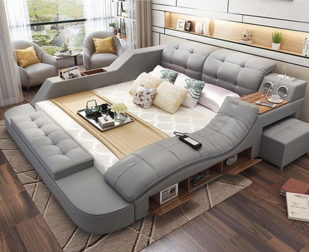 Design Bett XXL Big Betten Leder Polster Hotel 180x200cm Immagine del prodotto 