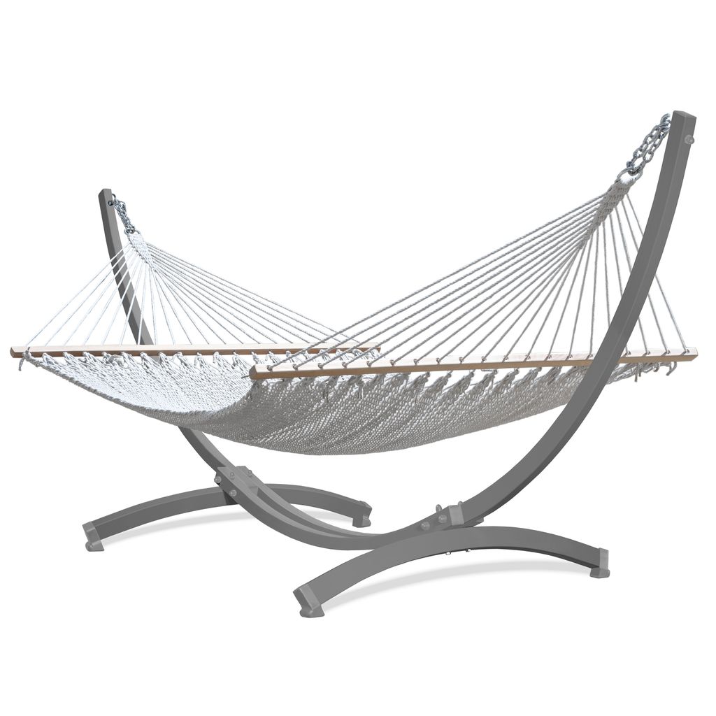 Potenza Outdoor Hängematte mit Verzinkter Tytan Gestell für 2 Personen I Barbados - Stabhängematte XXL 210x140, 200kg I Grau Hängemattengestell...