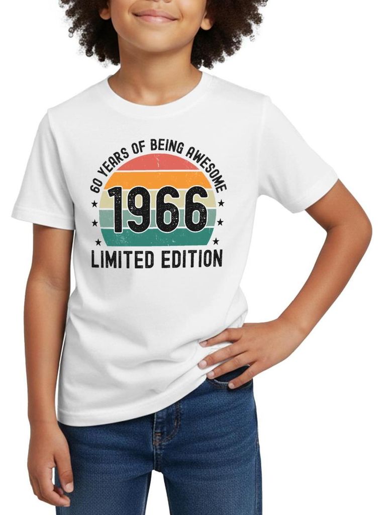 Spreadshirt 60 Years Of Being Awesome 1966 Limited Edition Kinder T-Shirt, 122/128 (7-8 Jahre), Weiß