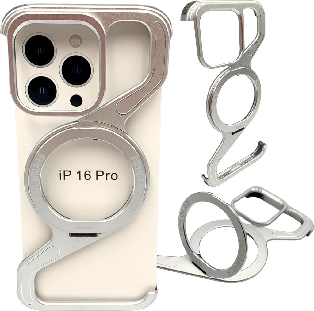Hülle für Iphone 16 PRO Gepanzerte Magsafe Metallhülle Titanhalterung