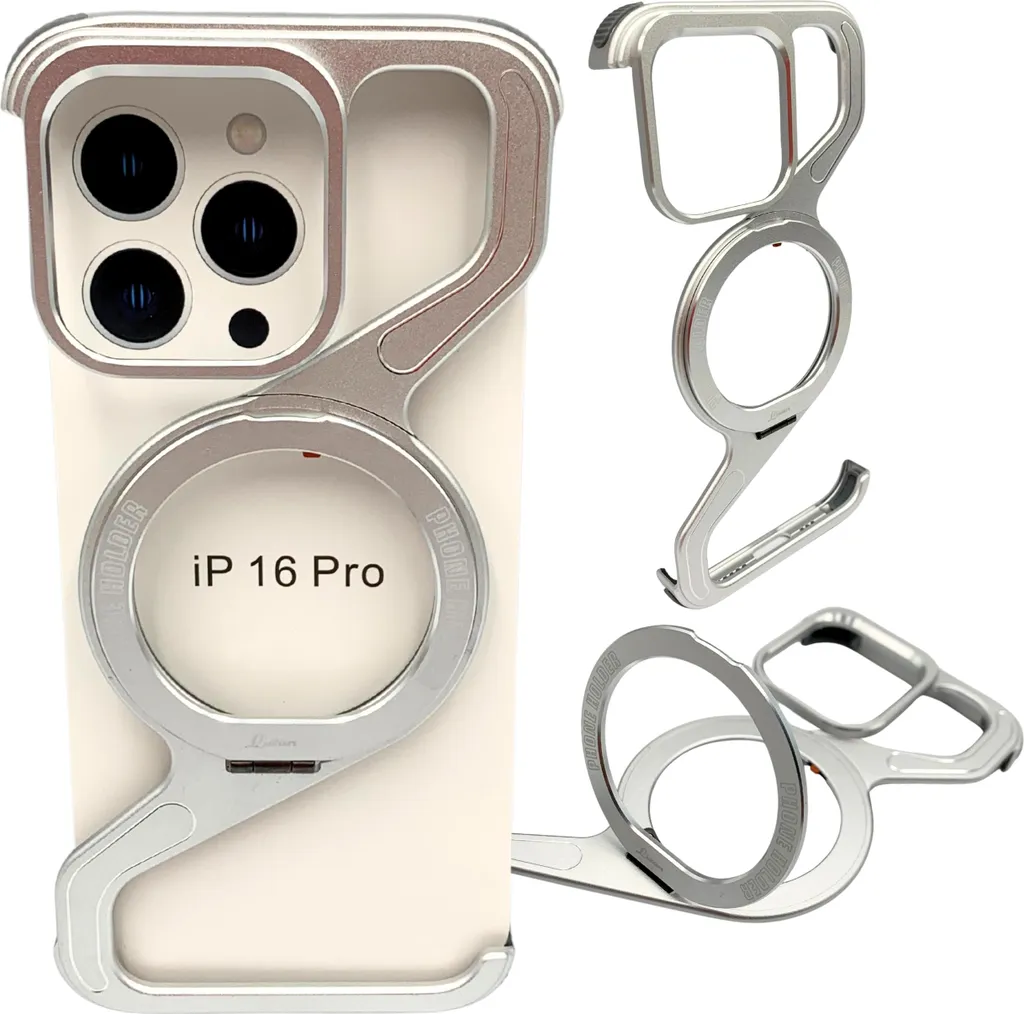 Coque iPhone 16 Pro MagSafe avec béquille titane et blindage Alu