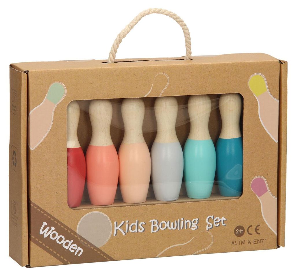 Kinder-Bowling-Set aus Holz - Pastell