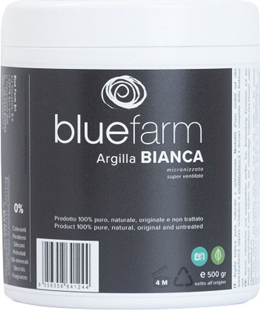 BLAUER BAUERNHOF | Weißes Tonpulver 500 g super belüftet, mikronisiert und dehydriert. 100 % reines, natürliches, ursprüngliches und unbehandel...