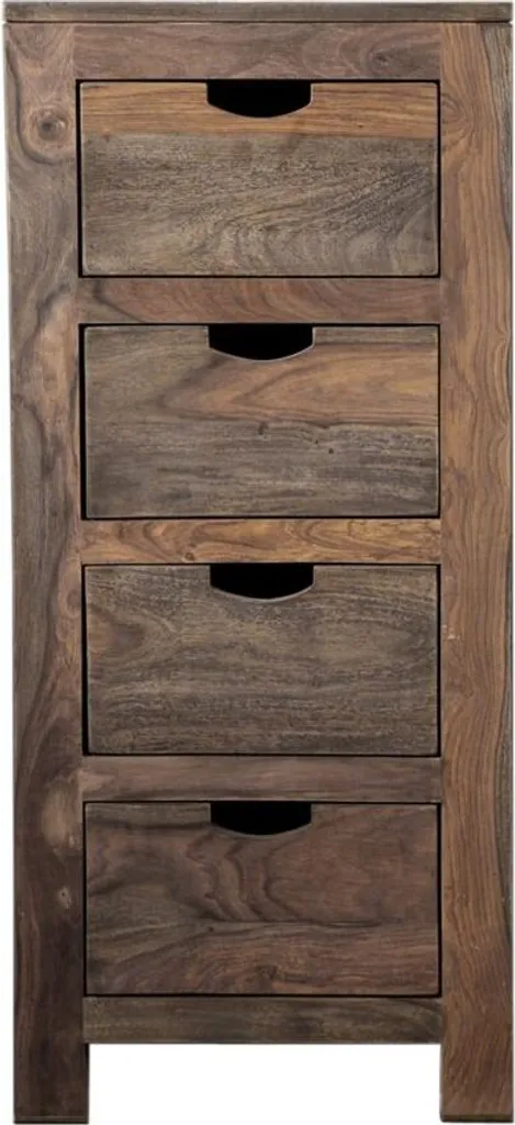 Commode en palissandre massif huilé avec tiroirs de rangement gris