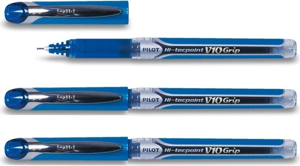 Pilot Hi-Tecpoint V10 Grip Tintenroller 3er Set blau