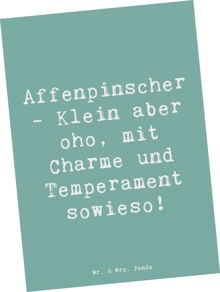 Mr. & Mrs. Panda Postkarte Spruch Affenpinscher Charme - Meeresbrise - Geschenk, charismatischer Hund, Hundecharm, Postkarten, Fotokarte, Klein abe...