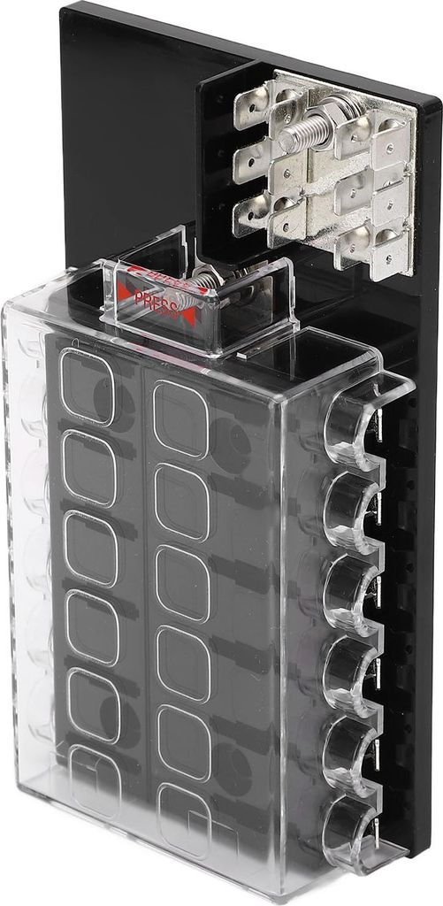 Kfz-Sicherungskasten mit 12 Steckplätzen, wasserdichtes ABS-Gehäuse, 12–36 V DC