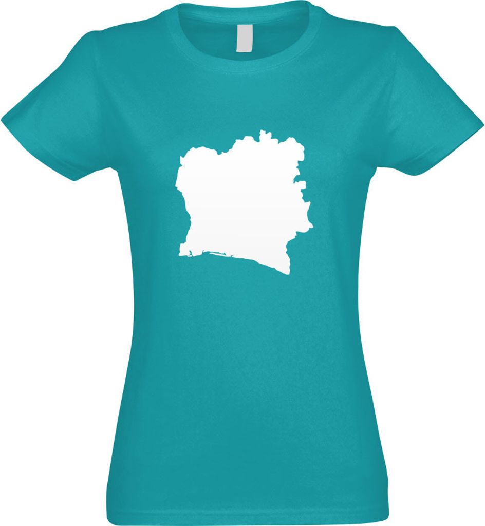 Kiwistar - T-Shirt tailliert - Damen - türkis - Elfenbeinküste Umriss Kontur - mit Motiv Bedruckt - Funshirt Design - Sport - Freizeit - Damen - S