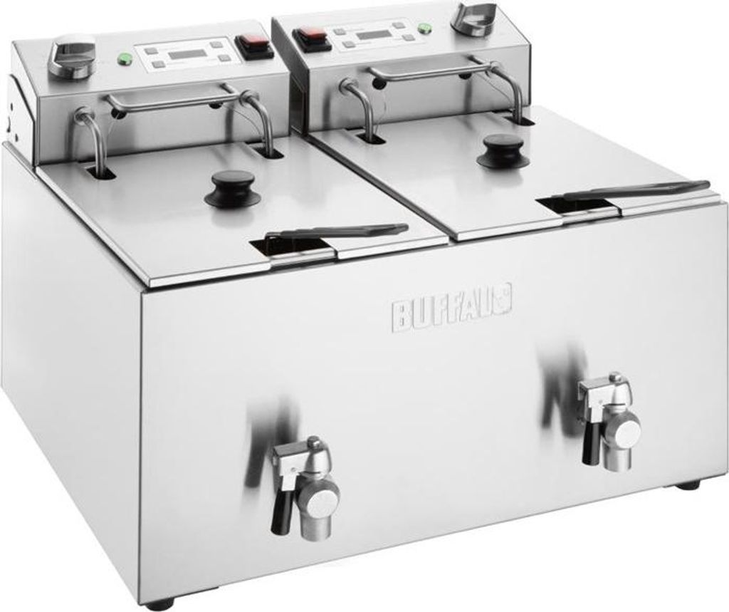 Buffalo Doppelfritteuse mit Timer 2x8Ltr