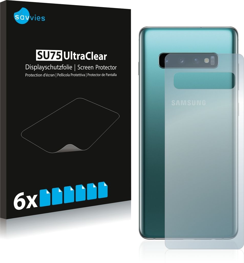 6x Für Samsung Galaxy S10 Plus (Rückseite) Schutzfolie Savvies Displayschutz Display Schutz Folie Klar Transparent