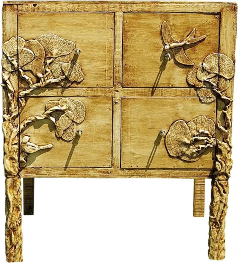 Casa Padrino Luxus Landhausstil Kommode Antik Naturfarben - Handgefertigter Massivholz Schrank mit 4 Schubladen - Landhausstil Möbel