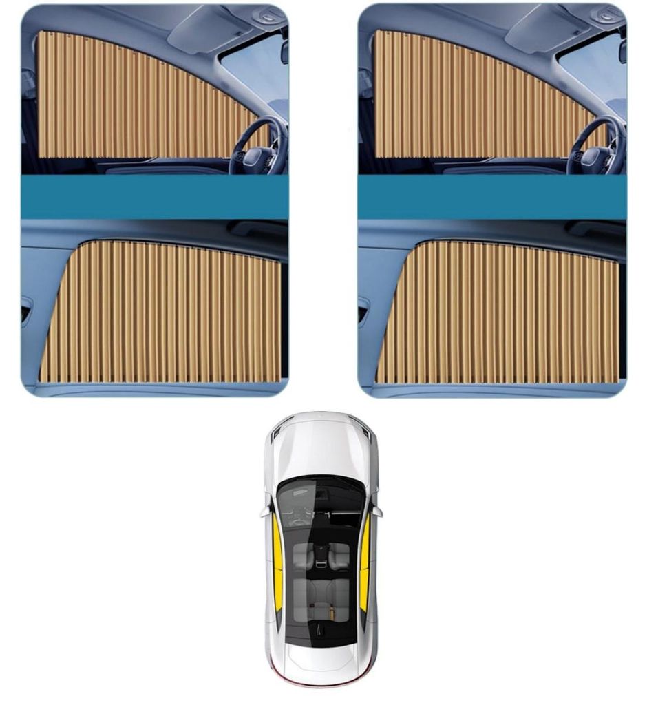 INF Einziehbarer Auto-Sonnenschutz 4er Set Polyester 84x37cm UV-Schutz Gold